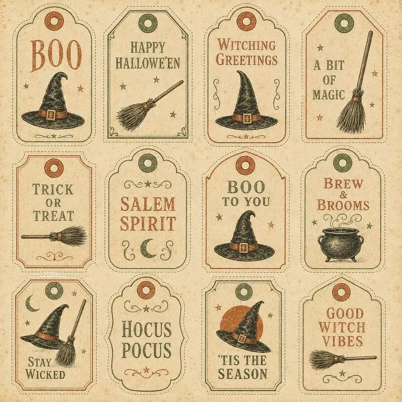 Vintage Halloween Gift Tag Sheets