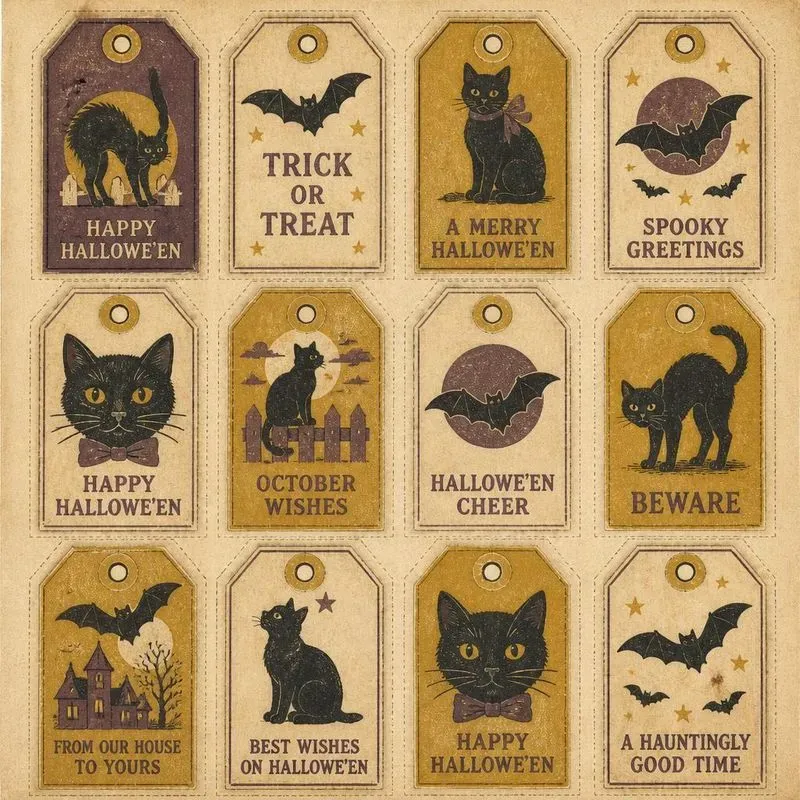 Vintage Halloween Gift Tag Sheets