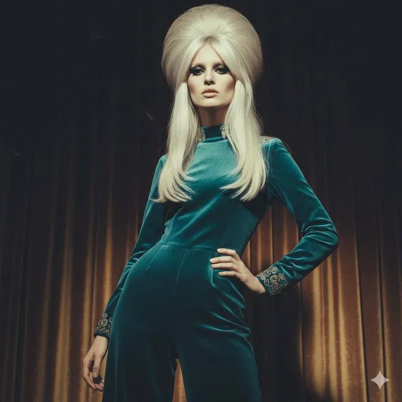 Vintage Glam Rock Model Fashion Photos