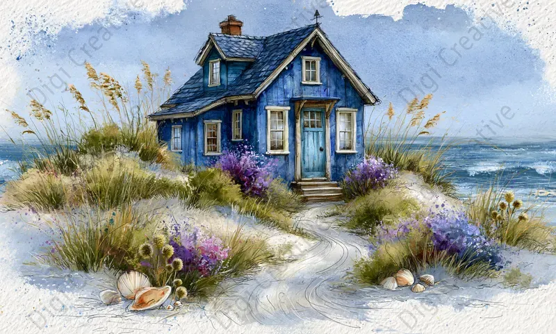 Whimsical Coastal Watercolor Art
