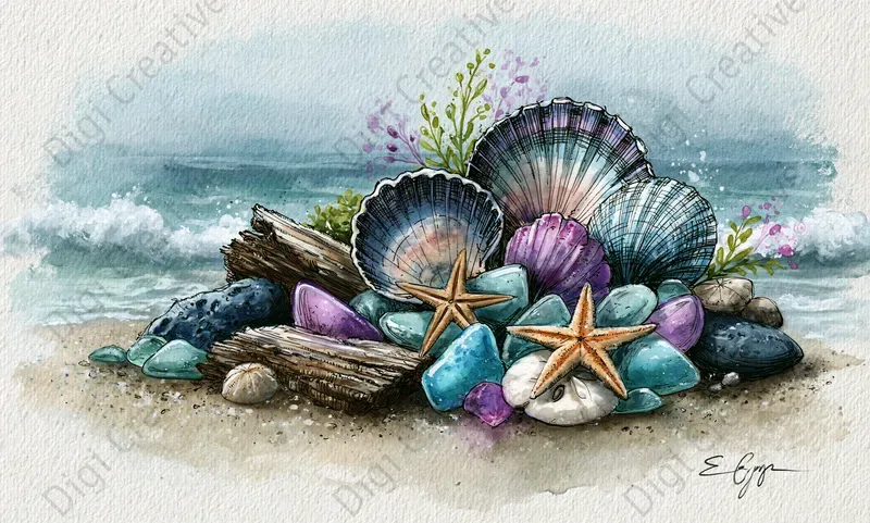 Whimsical Coastal Watercolor Art