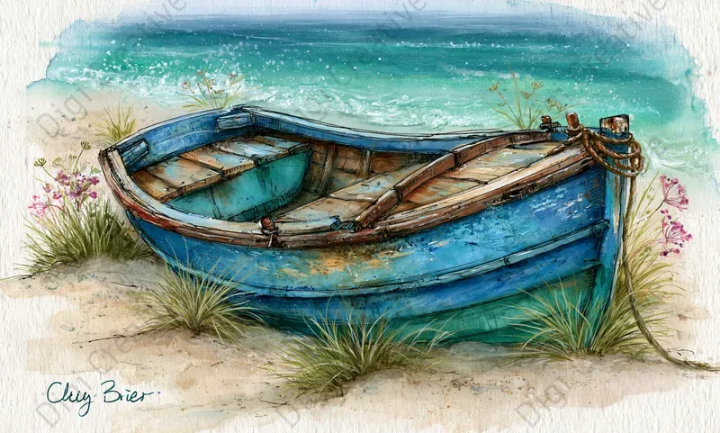 Whimsical Coastal Watercolor Art