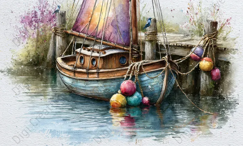 Whimsical Coastal Watercolor Art
