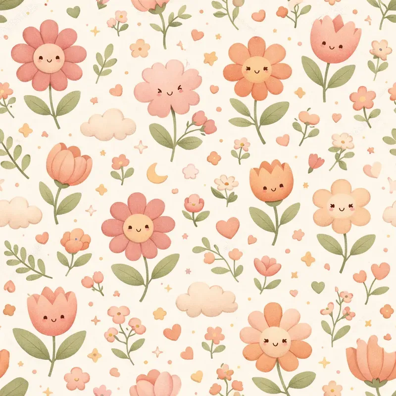 Boho Kawaii Baby Seamless Patterns