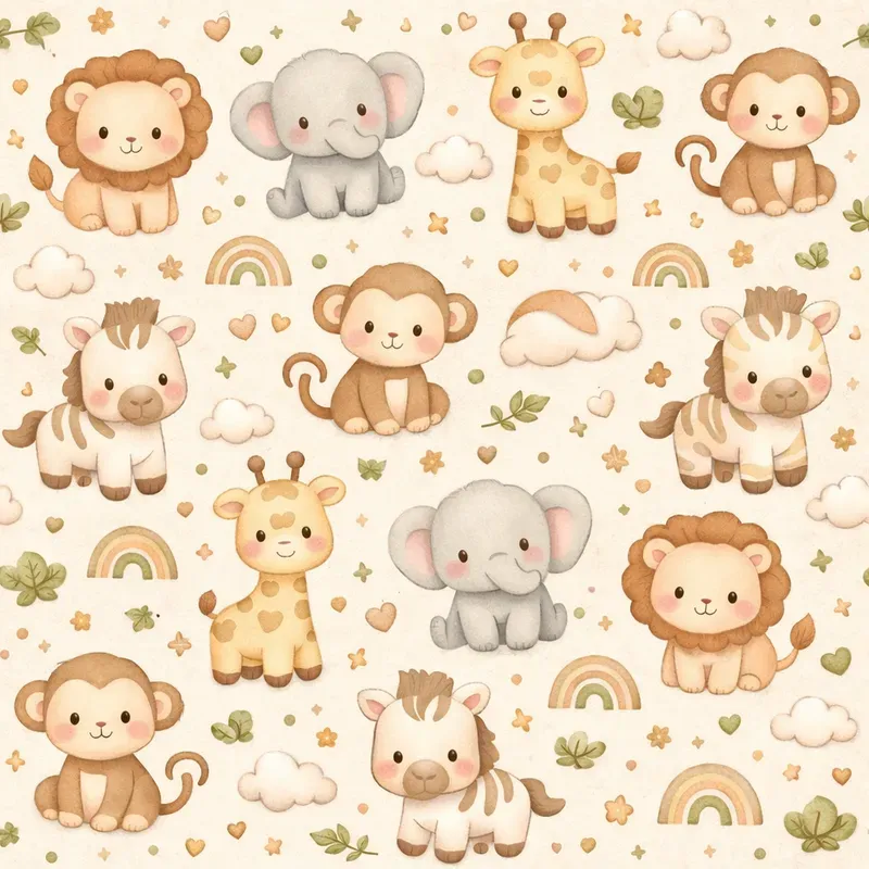 Boho Kawaii Baby Seamless Patterns
