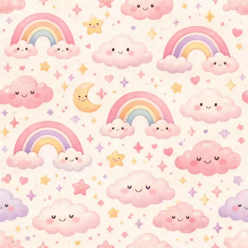 Boho Kawaii Baby Seamless Patterns