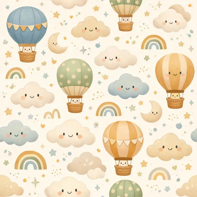 Boho Kawaii Baby Seamless Patterns