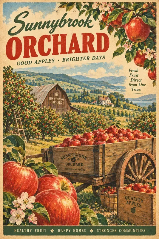 Vintage Old Orchard Poster Generator