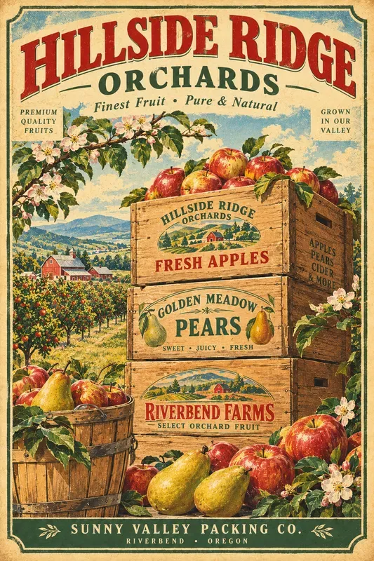 Vintage Old Orchard Poster Generator