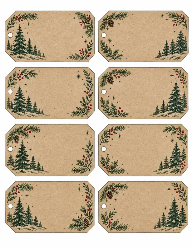 Rustic Christmas Kraft Gift Tags