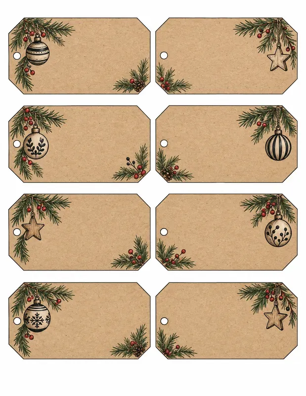 Rustic Christmas Kraft Gift Tags
