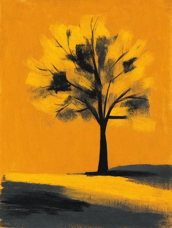 Mustard Black Gouache Art