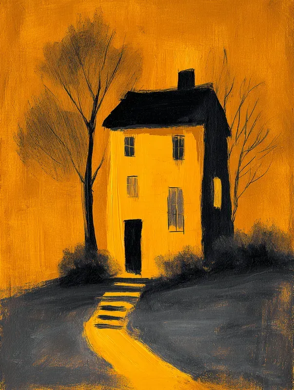 Mustard Black Gouache Art