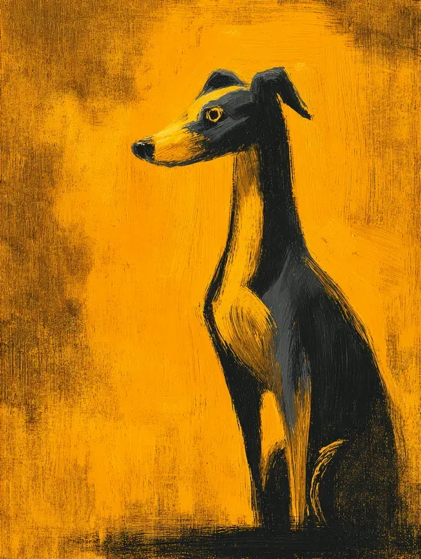 Mustard Black Gouache Art