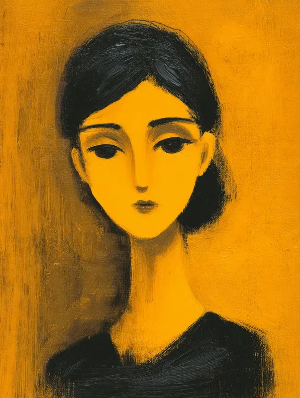 Mustard Black Gouache Art