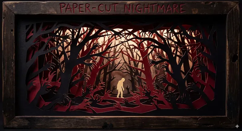 3d Papercut Nightmare Diorama Art