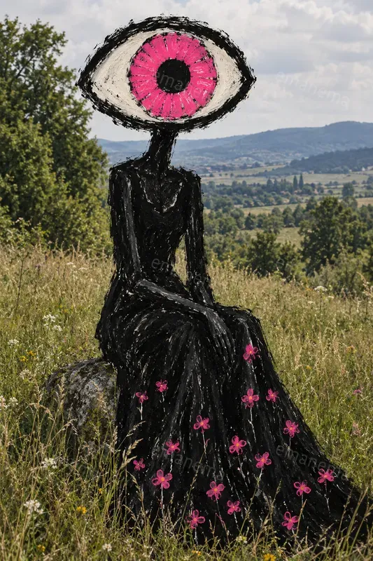 Primitive Figure Surreal Mixed Media Art