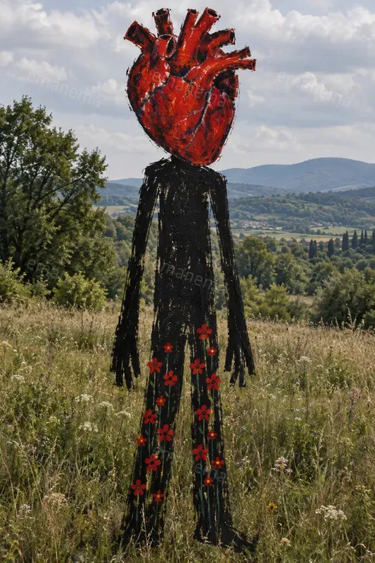 Primitive Figure Surreal Mixed Media Art