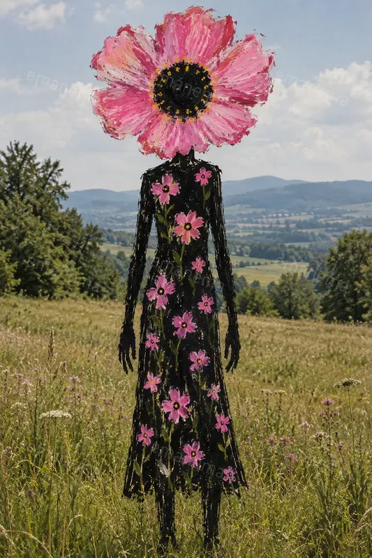 Primitive Figure Surreal Mixed Media Art