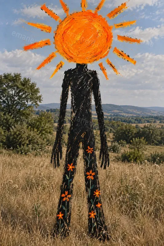 Primitive Figure Surreal Mixed Media Art