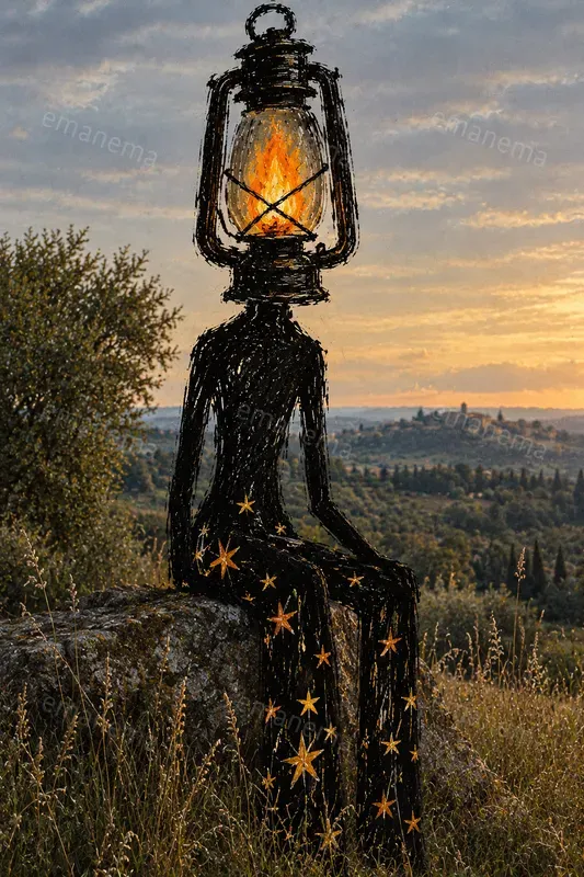 Primitive Figure Surreal Mixed Media Art