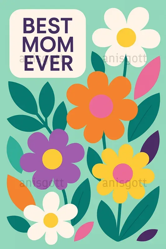 Mothers Day Modern Bloom Greetings Cards