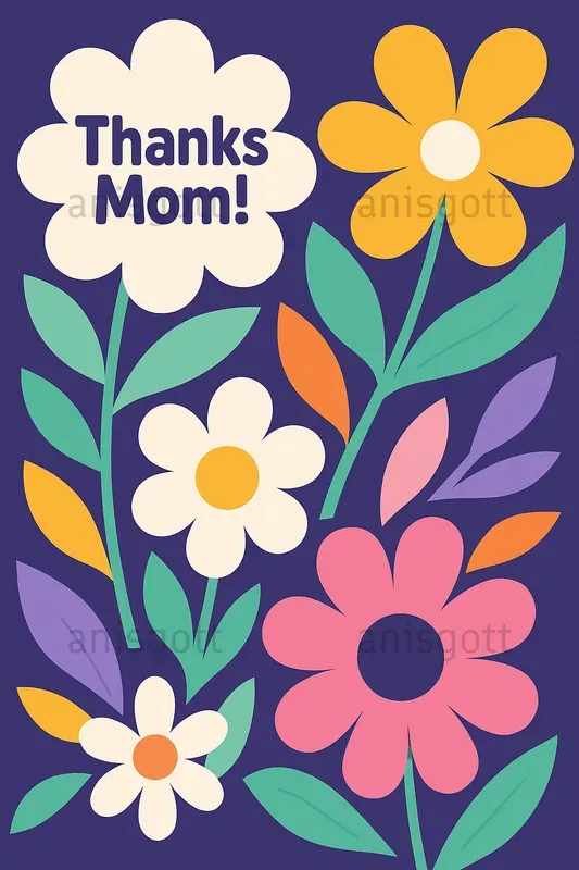 Mothers Day Modern Bloom Greetings Cards
