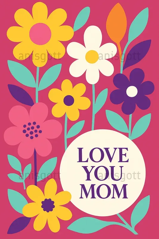 Mothers Day Modern Bloom Greetings Cards