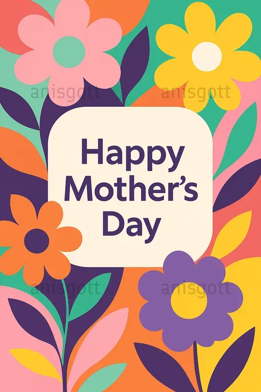 Mothers Day Modern Bloom Greetings Cards