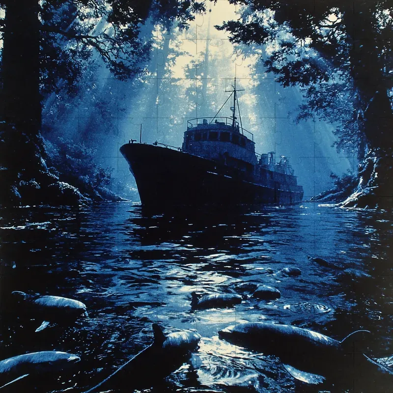 Illustrations Blue Cinematic Horror Retro