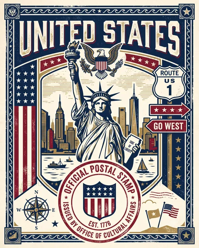 Iconic Country Office Stamp Posters