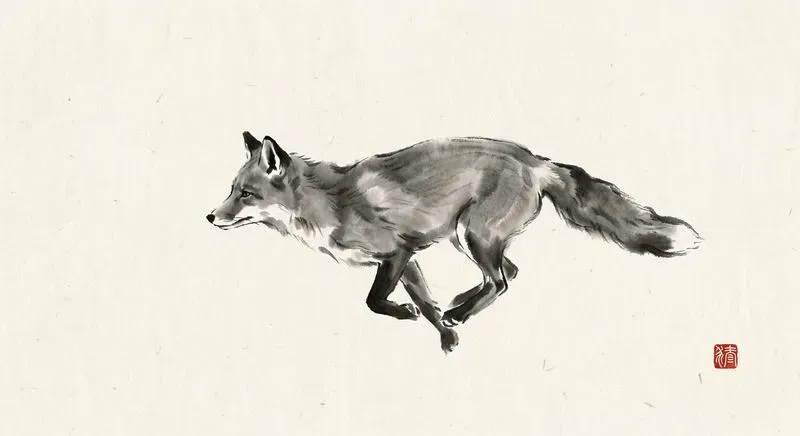 East Asian Ink Wash Animal Portraits