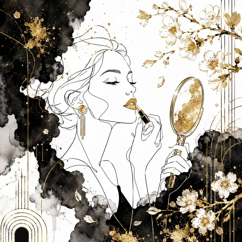 Elegant Black And Gold Line Art