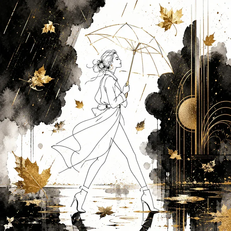 Elegant Black And Gold Line Art