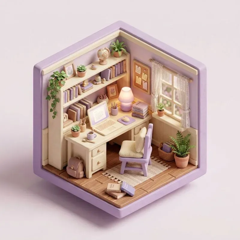 Cozy Isometric Mini Room 3D Art