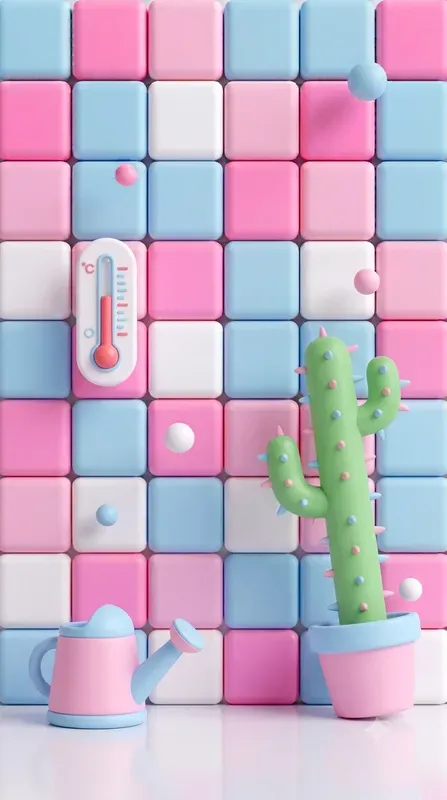 3D Pastel Grid Wall Visual Templates