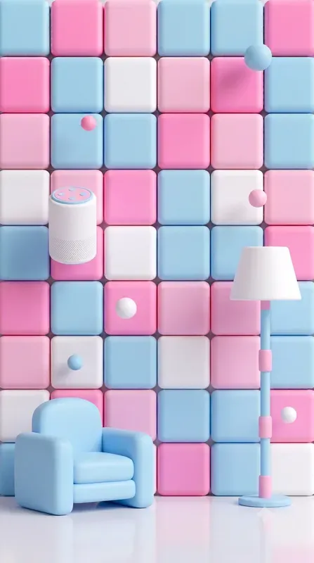 3D Pastel Grid Wall Visual Templates