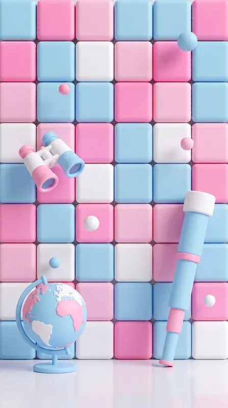 3D Pastel Grid Wall Visual Templates