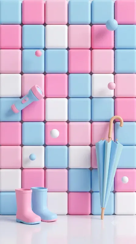3D Pastel Grid Wall Visual Templates