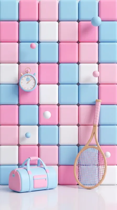 3D Pastel Grid Wall Visual Templates