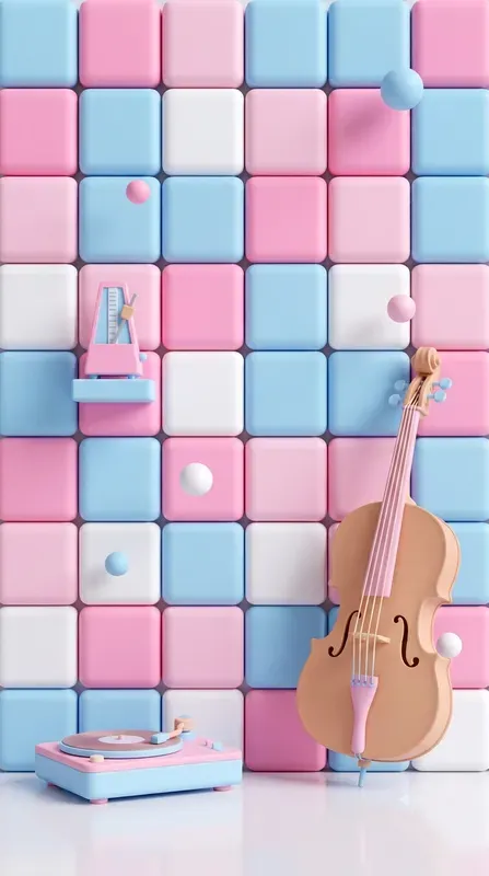 3D Pastel Grid Wall Visual Templates