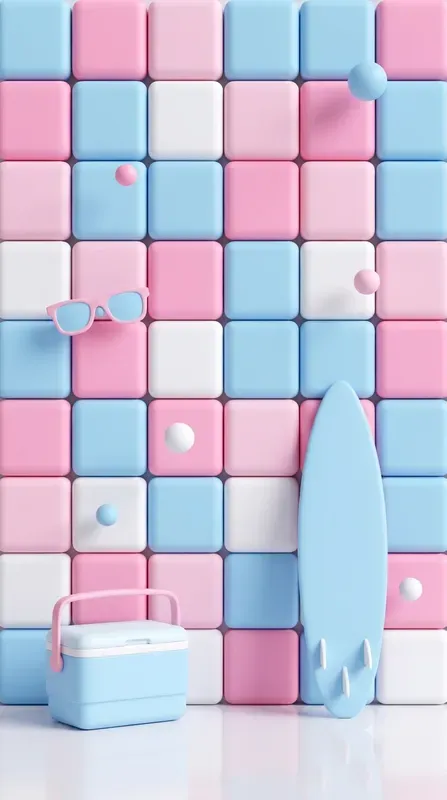 3D Pastel Grid Wall Visual Templates