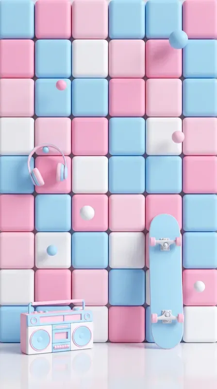 3D Pastel Grid Wall Visual Templates