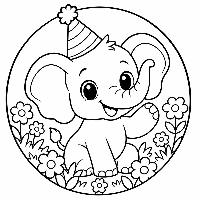 Cute Coloring Book Line Art