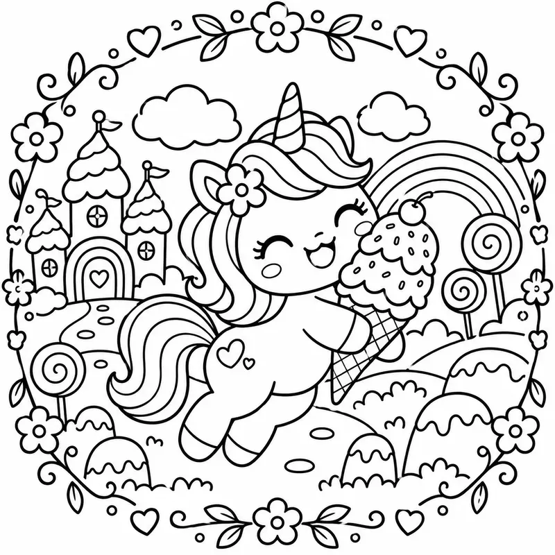 Cute Coloring Book Line Art