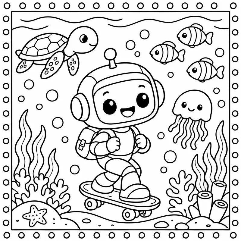 Cute Coloring Book Line Art