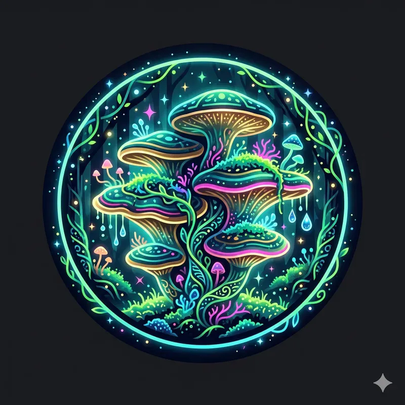 Modern Neon Mushrooms
