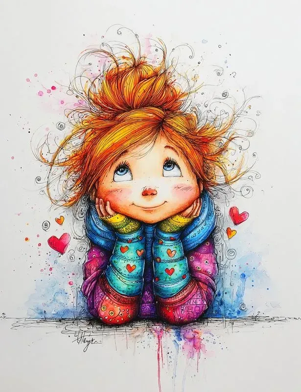 Rainbow Valentine Watercolor Clipart