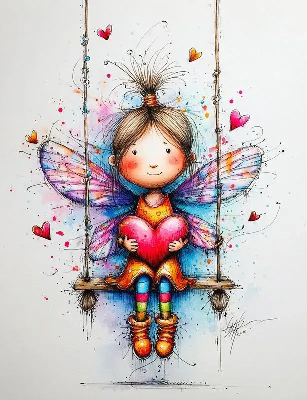 Rainbow Valentine Watercolor Clipart