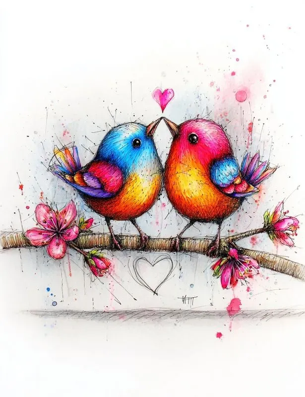 Rainbow Valentine Watercolor Clipart